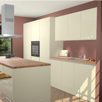 Magnolia Hoogglans Greeploze keuken Straatsburg 50323