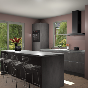 Beton Antraciet greeploze keuken Toulouse 52338