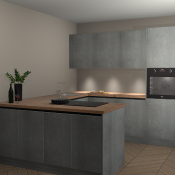 Beton parelgrijs greeploze keuken Rosario 70507