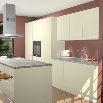 Magnolia Hoogglans Greeploze keuken Straatsburg 50356