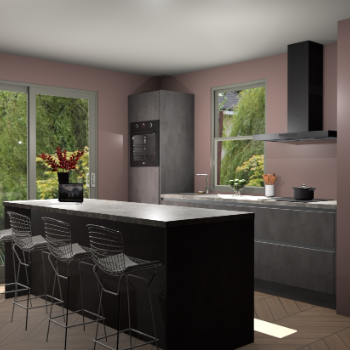 Beton Antraciet greeploze keuken Toulouse 52352