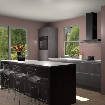 Beton Antraciet greeploze keuken Toulouse 52358