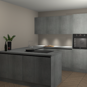 Beton parelgrijs greeploze keuken Rosario 70531