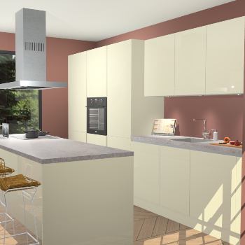 Magnolia Hoogglans Greeploze keuken Straatsburg 50357