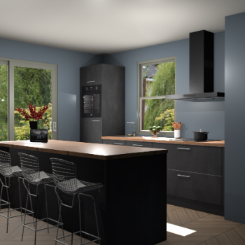 Beton Zwarte keuken Toulouse 52401