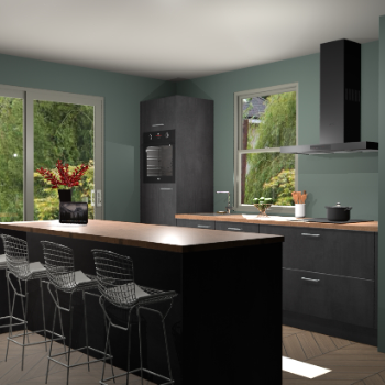 Beton Zwarte keuken Toulouse 52402