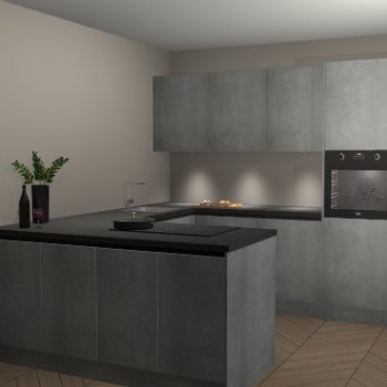 Beton parelgrijs greeploze keuken Rosario 70546