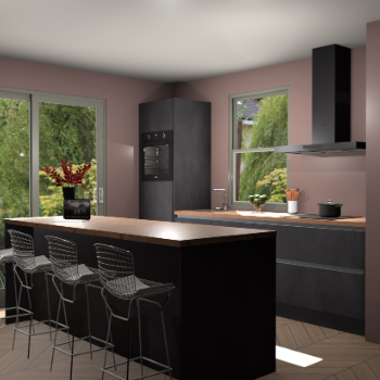 Beton Zwarte greeploze keuken Toulouse 52403