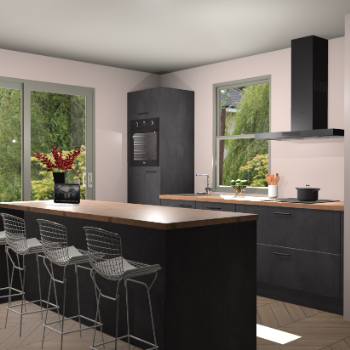 Beton Zwarte keuken Toulouse 52404