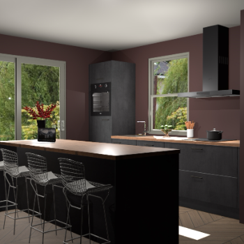 Beton Zwarte keuken Toulouse 52405