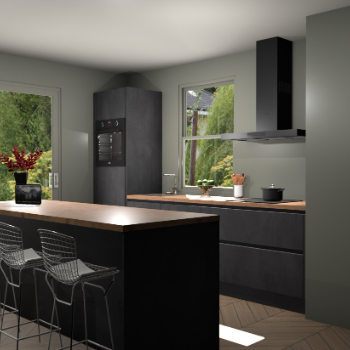 Beton Zwarte greeploze keuken Toulouse 52406