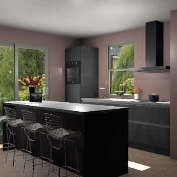 Beton Zwarte greeploze keuken Toulouse 52411