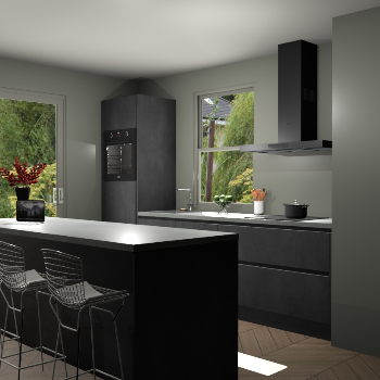 Beton Zwarte greeploze keuken Toulouse 52415