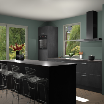 Beton Zwarte keuken Toulouse 52423