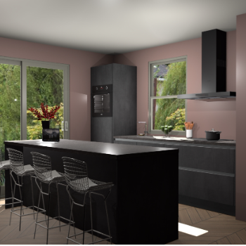 Beton Zwarte greeploze keuken Toulouse 52424