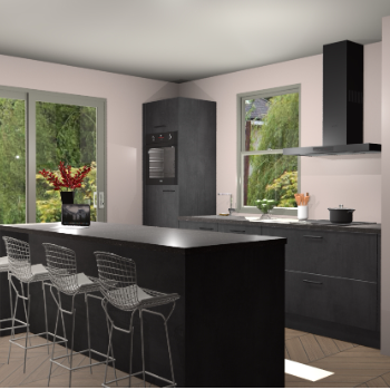 Beton Zwarte keuken Toulouse 52425