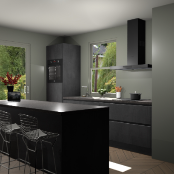 Beton Zwarte greeploze keuken Toulouse 52427