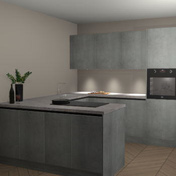 Beton parelgrijs greeploze keuken Rosario 70594