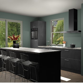 Beton Zwarte keuken Toulouse 52457