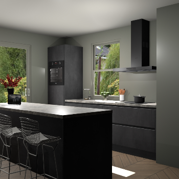 Beton Zwarte greeploze keuken Toulouse 52461