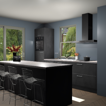 Beton Zwarte keuken Toulouse 52463