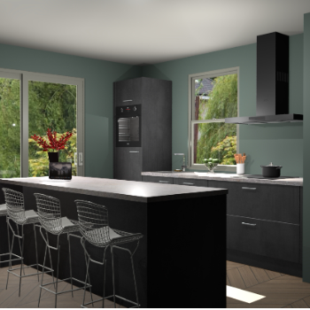 Beton Zwarte keuken Toulouse 52464