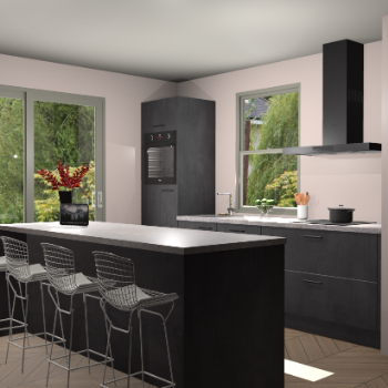 Beton Zwarte keuken Toulouse 52466