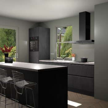 Beton Zwarte greeploze keuken Toulouse 52468