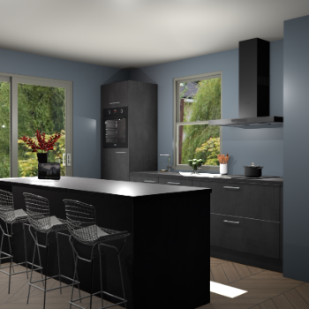 Beton Zwarte keuken Toulouse 52469