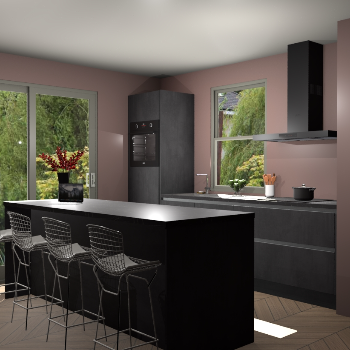 Beton Zwarte greeploze keuken Toulouse 52471