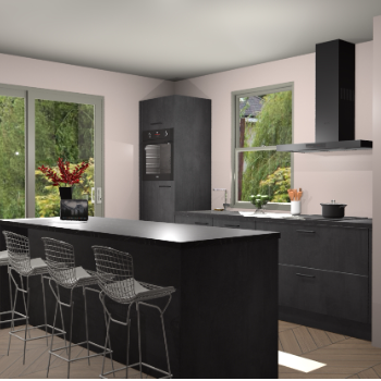 Beton Zwarte keuken Toulouse 52472