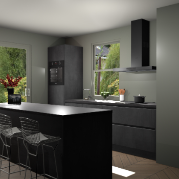 Beton Zwarte greeploze keuken Toulouse 52474