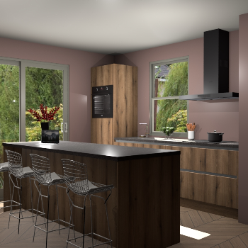 Goud Eiken greeploze keuken Toulouse 49852