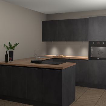 Beton Zwarte greeploze keuken Rosario 70694