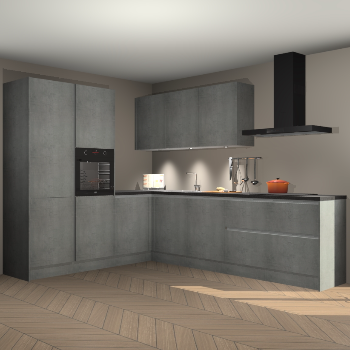 Beton parelgrijs greeploze keuken Parla 88009