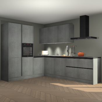 Beton parelgrijs greeploze keuken Parla 88012