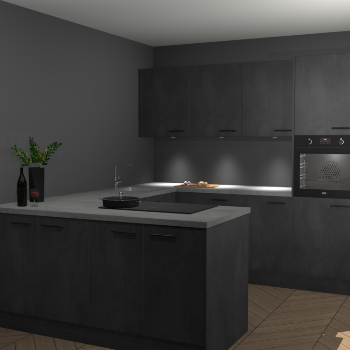 Beton Zwarte keuken Rosario 70711