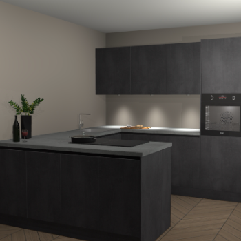 Beton Zwarte greeploze keuken Rosario 70713