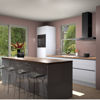 Sneeuwwitte hoogglans greeploze keuken Toulouse 50060