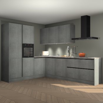 Beton parelgrijs greeploze keuken Parla 88032