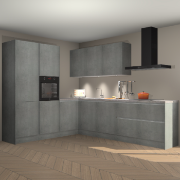 Beton parelgrijs greeploze keuken Parla 88035
