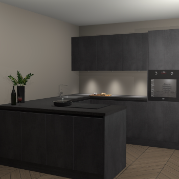 Beton Zwarte greeploze keuken Rosario 70739