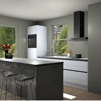 Sneeuwwitte hoogglans greeploze keuken Toulouse 52518