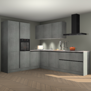 Beton parelgrijs greeploze keuken Parla 88038