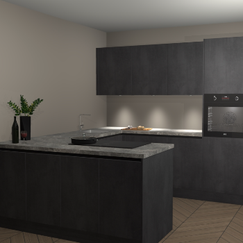 Beton Zwarte greeploze keuken Rosario 70754