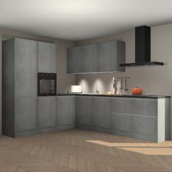 Beton parelgrijs greeploze keuken Parla 88041