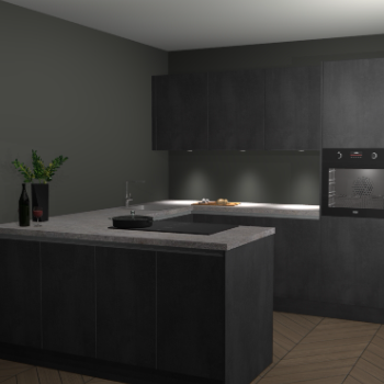  Beton Zwarte greeploze keuken Rosario 70759