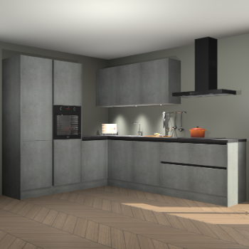 Beton parelgrijs greeploze keuken Parla 88044
