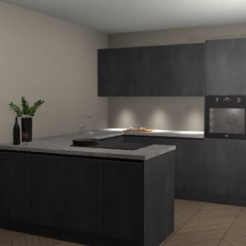 Beton Zwarte greeploze keuken Rosario 70762