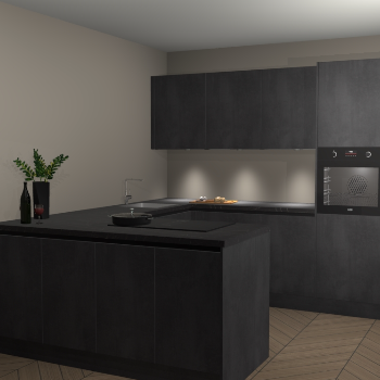 Beton Zwarte greeploze keuken Rosario 70771